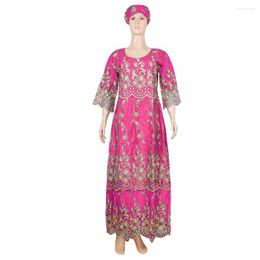 Ethnic Clothing H&D African Dresses For Women Traditional Bazin Riche Nine Red Embroidery Maxi Dress Robe Femme Africain Wedding Party