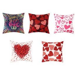 Pillow Case Valentines Day Fashion Love Print Short Plush Pillowcase Sofa Decoration Ornament 45X45Cm Drop Delivery Home Gar Dhgarden Dhyvs