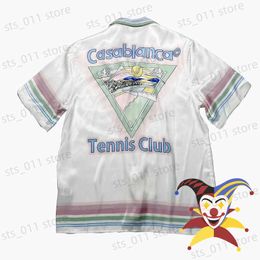 Men's Casual Shirts Top Version CASABLANCA Shirts Men Women White Rainbow Printing Beach Seaside Hawaiian Shirt T230419