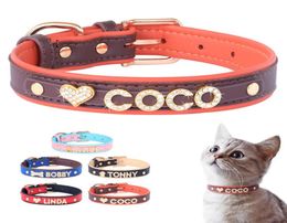 Dog Collars Leashes Personalised Small Cat Collar DIY Rhinestone Bling Charm Pet Custom Dogs Name For Medium Accessories8560377