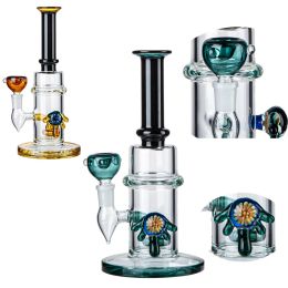 Popular Hookahs Unique Solid Heady Bongs Thick Pyrex Glass Dab Rigs Smoking Accessories Showerhead Perc Straight Tube 14mm Water Pipes BJ