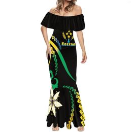 Casual Dresses Fashion Classic Polynesian Traditional Tribal Drop-Shoulder Dress Design Sense Women's Summer Fishtail Flag Pattern Party