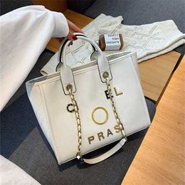 50% off Luxury Handbags Women's Beach Metal Pearl Letter Badge Tote Bag Small Leather Large Chain Wallet TQUN