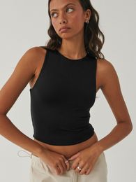 Women Skims T-Shirts Sexy Slim Streetwear Y2K Solid Sleeveless O Neck Skims Crop Tops Lady Clothing 2024 Summer Base Tank Tops
