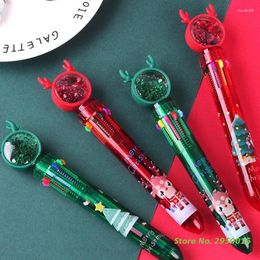 Colours Christmas Themed Ballpoint Pens Colourful Retractable Push Cute Multifunctional Marker Birthday