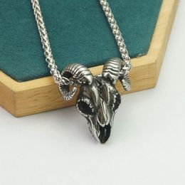 Chains 10pcs Stainless Steel Animal Skull Goat Head Necklace