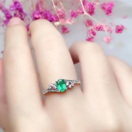 Cluster Rings LeeChee Emerald Ring 4 6MM Green Gemstone Fine Jewellery For Women Anniversary Gift Birthstone Real Solid 925 Sterling Silver