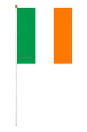 Ireland Flag Irish Hand Waving Flags 14x21 cm Polyester Country Banner With Plastic Flagpoles For Parades Sports Events Festival C1845976