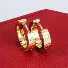 Hoop Sier Runde Titan Stahl Rose Ohrstecker Gold Liebe für Frau exquisite einfache Mode Diamant Lady Ohrringe