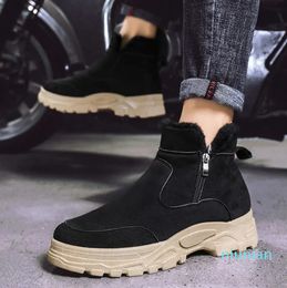 New Winter Men's Shoes Casual Snow Boots Cheap Winter Boots Real Leather Zipper Men's Warm Sports Shoes