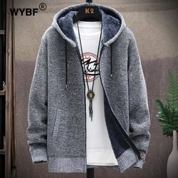 Men's Sweaters Winter Knitted Sweater Print Korean Fashion Clothes Knitwears Clothing Cardigan Hood With Plush And Thickened Fleece 231118