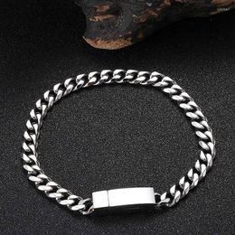 Link Bracelets 6mm Stainless Steel Curb Cuban Chain Magnetic Clasp Punk Men Bracelet Jewelry Trendy Male Wristband Gift Wholesale GL0057