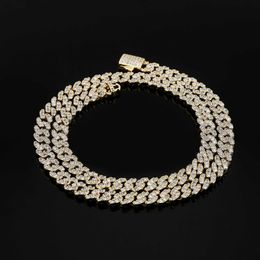 Korean 9mm Micro Inlaid Zircon Cuban Chain Necklace Hip Hop Trend Unisex Collar Curb Link Chains Accessories Night Club Iced Out Jewelry Gifts for Men and Women