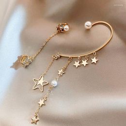 Dangle Earrings Fashion Pearl Tassel Ear Cuff Clip No Pierced Star Pendant Drop On For Women Jewelry Gift