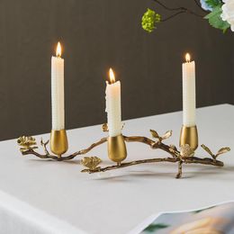 Candle Holders Home Decor Brass Retro Holder Ornament Living Room Decoration Table Nordic Romantic Dinner