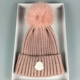 Top Designer Winter Knitted Beanies Woolen Hat Women Chunky Knit Thicks Warm faux fur pom Beanies Hats Female Bonnet Beanie Caps 11 colors