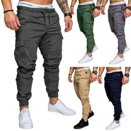 Men's Pants Casual Joggers Cargo Solid Color Men Cotton Elastic Long Trousers Pantalon Homme Military Army 2023 Leggings