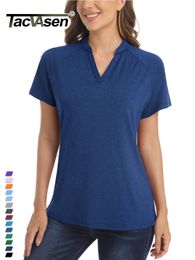 Women's T-Shirt TACVASEN UPF 50 V-neck Short Sleeve T-shirts Womens SunUV Protection T shirts Golf Tennis Outdoor Sports Fitness Pullover Tops 230418