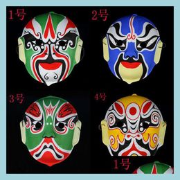 Party Masks Mask Beijing Opera Facial Plastic Flocking Peking Chinese Style Face Design Randomly Halloween Costume Cosplay Drop Deli Dhw4T