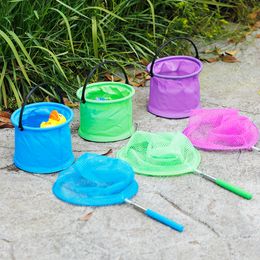 Spring Summer Kids Party Tools Telescopic Butterfly Net Colorful Insect Net for Catching Butterfly Bugs Insects and Fishing Extendable