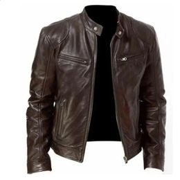 Men's Jackets Men's Jackets 2024 Autumn Male Leather Jacket Black Brown Mens Stand Collar Coats Biker Motorcycle S-5XL 231118