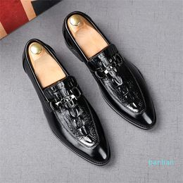 designer mens dress shoes luxury Crocodile pattern loafers wedding Groom Casual Footwear EUR size