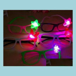 Other Event Party Supplies Led Flash Glasses Frame New Children Girl Boy Cartoon Flashing Lights Bar Decoration Christmas Kids Coo Dhpqc
