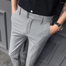 Men's Suits Men Slim Fit Nine-point Suit Pants 2023 Spring Male Korean Version Solid Colour Business Fashion Straight Casual Ankle