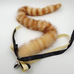 70cm/27.5"- Real Raccoon Fur Tail Plug Funny Adult Sex Sweet Games Costume Party Cosplay Toys