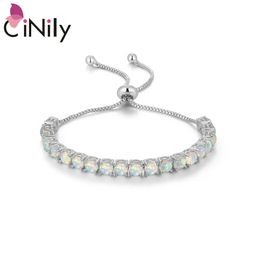 Chain CiNily Colour Optional Opal Stone 925 Sterling Silver Bracelets for Boho style Gift For Women Girls Fine Jewellery Sliding Bracelet231118