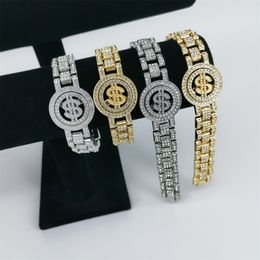 necklace for mens chain cuban link gold chains iced out jewelry Thick diamond bracelet 16mm rotating US dollar watch chain for men and women