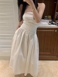 Casual Dresses 2023 Sexy White Strapless Bandeau Maxi Dress Women's Summer High-end A-line Long