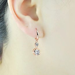 Backs Earrings Women's 925 Sterling Silver Rose Gold Plated Ear Clip Simple And Light Luxury Special-Interest Design Colourful E