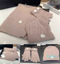 Luxury Knitted Scarf Hat Gloves Three Piece Fashion Brand Autumn and Winter Warm Knitted Men's and Women's Warm Gloves Hat Scarf