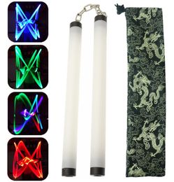 Colourful Led Lamp Light Nunchakus Nunchucks Glowing Stick Trainning Practise Performance Martial Arts Kong Fu Kids Toy Gifts Stage9442573
