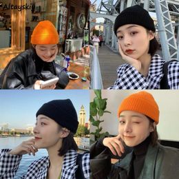 Beanies Candy Colours Women Skullies Knitted All-match Couples Keep Warm Sweet Soft Fresh Leisure Caps Korean Fashion Girls Chic Beanie/Skull