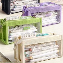 Large Capacity Six Layers Pencil Bag Junior High School Student Stationery Box Transparent Zipper Pouch 2023