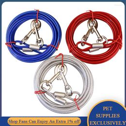 Dog Collars 3M/5M/10M Double-headed Steel Wire Rope Tie Out Cable Leash Anti-Bite Hard/Fierce Supply Outdoor Lead Chain