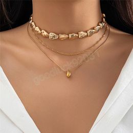 3Pcs Creative Irregular Bead Chain Necklace for Women Punk Vintage Tiny Beans Comma Pendant Choker Aesthetic Jewelry Accessories