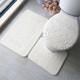 Bath Mats Mat Bathroom Anti Slip Carpet Set Accessories Toilet Seat Cover Sets 3 Pcs/set Fluffy Rug Tape L