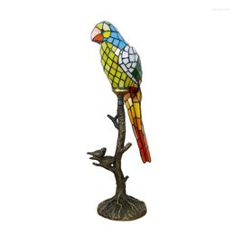 Table Lamps Artwork Colorful Tiffany Bird Parrot Lamp Foyer Bed Room Bar Apartment Restaurant Glass Reading Night Light H 66cm 1074