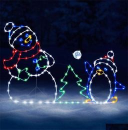 Christmas Decorations Fun Animated Snowball Fight Active Light String Frame Decor Holiday Party Outdoor Garden Snow Glowing Decora9371321