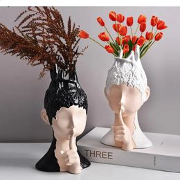 Vases Nordic Light Luxury Vase Decoration Abstract Character Statue Sculpture Living Room Dried Flowers Flower Arrangement Accessories 231117