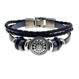 Other Bracelets New Bracelet Vintage Punk Style Men Mtilayer Black Brown Leather Cuff Braided Bangle Gift Drop Delivery Jewellery Dh1Ko