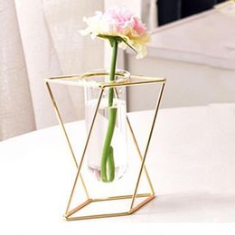 Vases Smooth Hydroponic Container Delicate Decorative Nice-looking Geometric Shape Flower Bottle