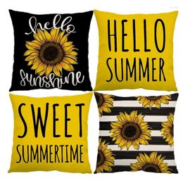 Pillow Case Summer Covers 18X18 Set Of 4 Decorations For Home Farmhouse Throw Pillows Sunflower Cushion Couch