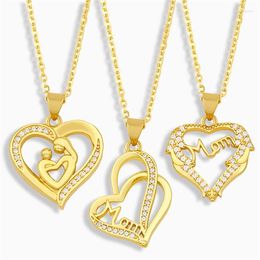 Chains Letter Mom Heart-Shaped Diamond Pendant Cross-Border Product Mother'S Day Gift Loving Mother Necklace