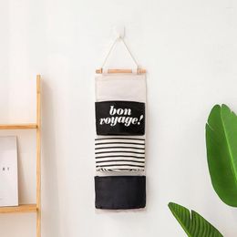 Storage Bags Cotton Linen Hanging Bag 3 Pockets Wall Mounted Wardrobe Pouch Cosmetic Toys Organiser