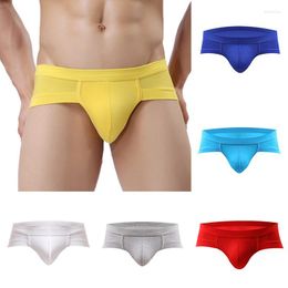Underpants Sexy Underwear Men Briefs Low Waist Breathable U Convex Pouch Seamless Summer Thin Soft Plus Size Multiple Colour