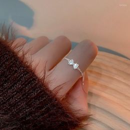 Cluster Rings Simple Bling Bow Zircon Pull Index Finger Adjustable Ring For Women Fashion Trendy Jewelry Bijouterie Gifts